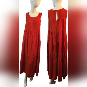 Max Studio Rust Tiered Maxi Boho Dress ~ Medium